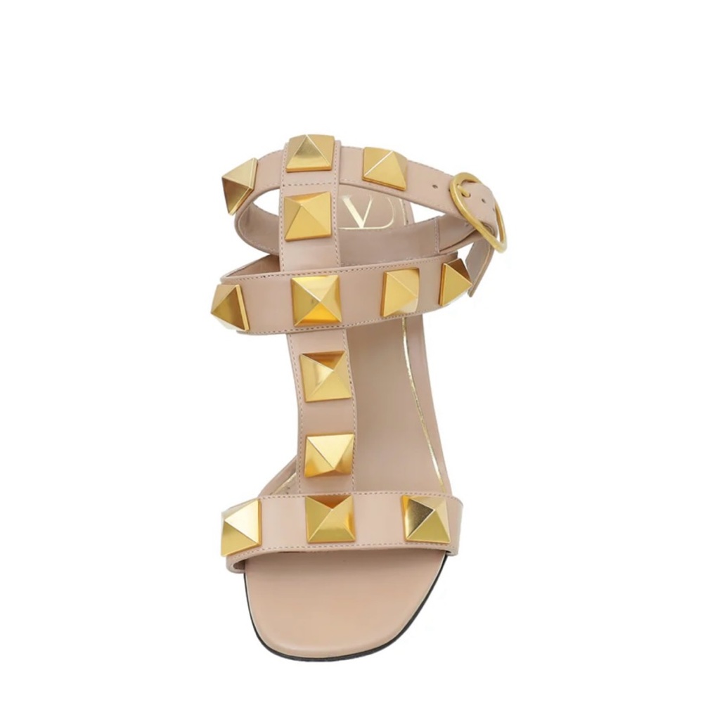 Versace Gold and Tan Studded Heels - Picture 3 of 5